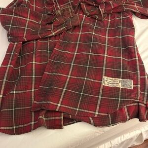 Timberland Men's Red and Black Checkered Shirt